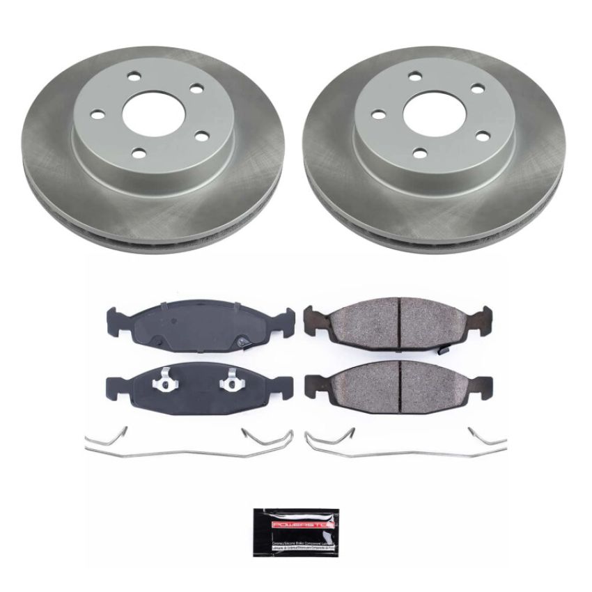 PowerStop SC2147 Semi-Coated Rotor and Low-Dust Ceramic Brake Pad Kit