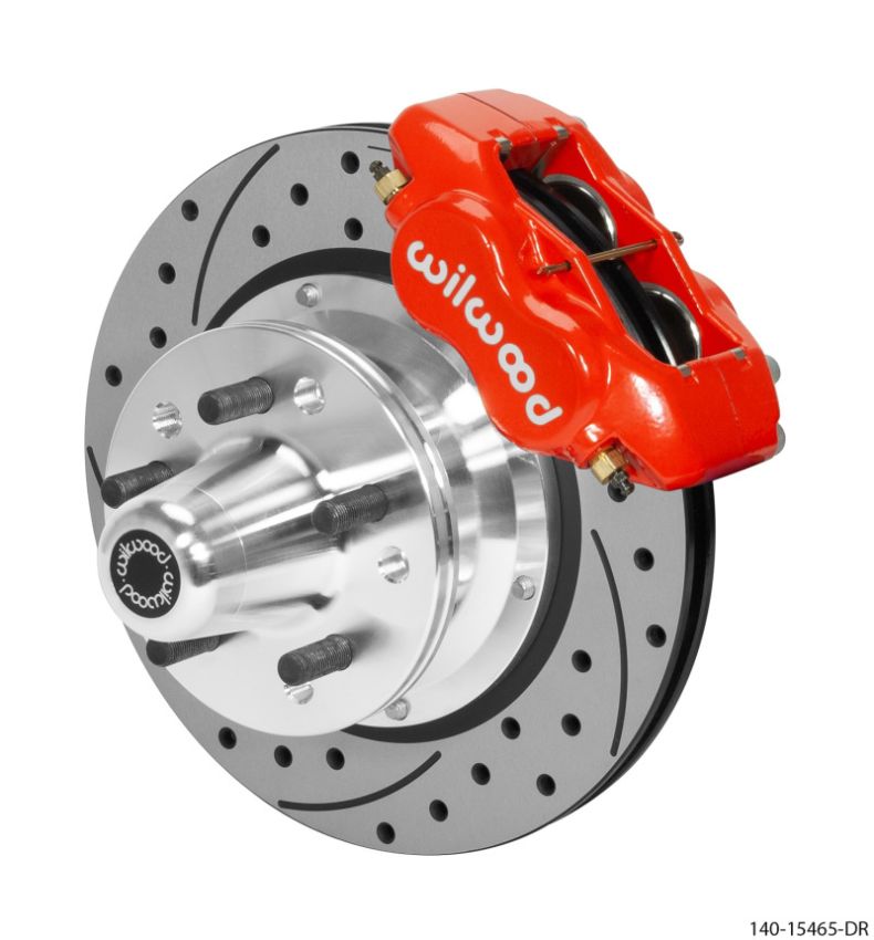 Wilwood 140-15465-DR Forged Dynalite Pro Series Front Brake Kit Red Caliper 11.00in SRP Drilled & Slotted Rotor