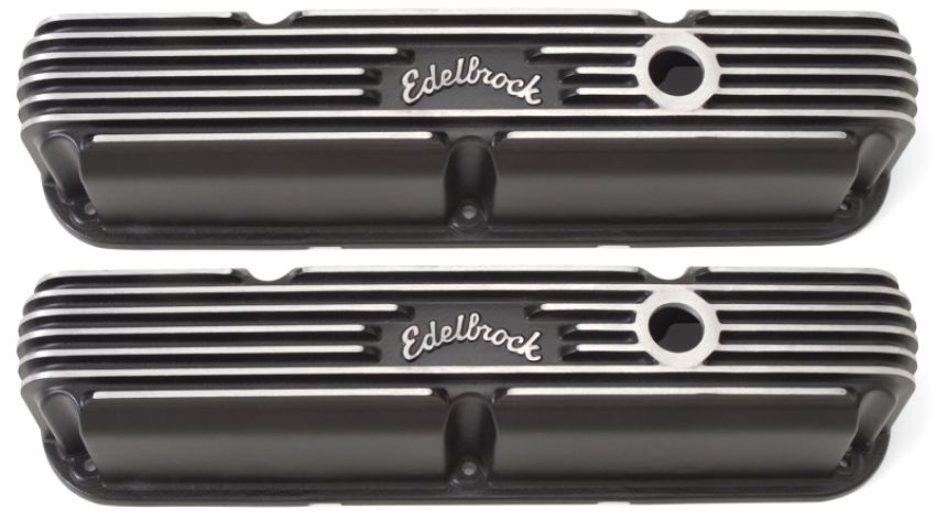 EDELBROCK EDE41763 SBM Classic Finned V/C's - Black