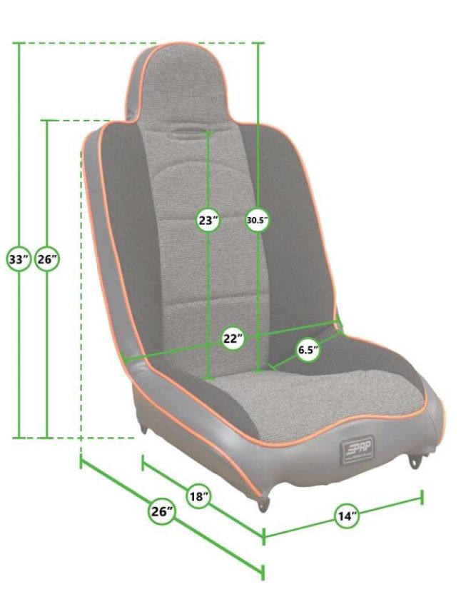 PRP Seats A140110-201-207 PRP Daily Driver High Back Suspension Seat- Black/Orange Vinyl