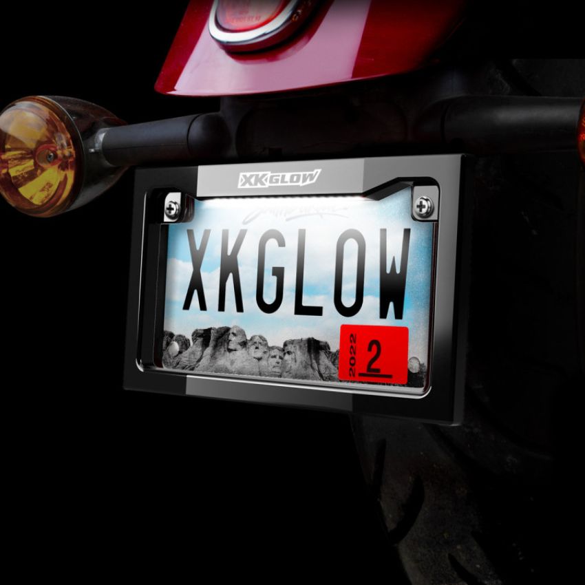 XKGLOW XK034019-W XK Glow Motorcycle License Plate Frame Light w/ White LED - Chrome