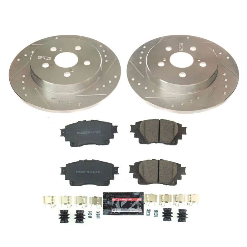 PowerStop K8336 Z23 Daily Driver Carbon-Fiber Ceramic Brake Pad and Drilled & Slotted Rotor Kit