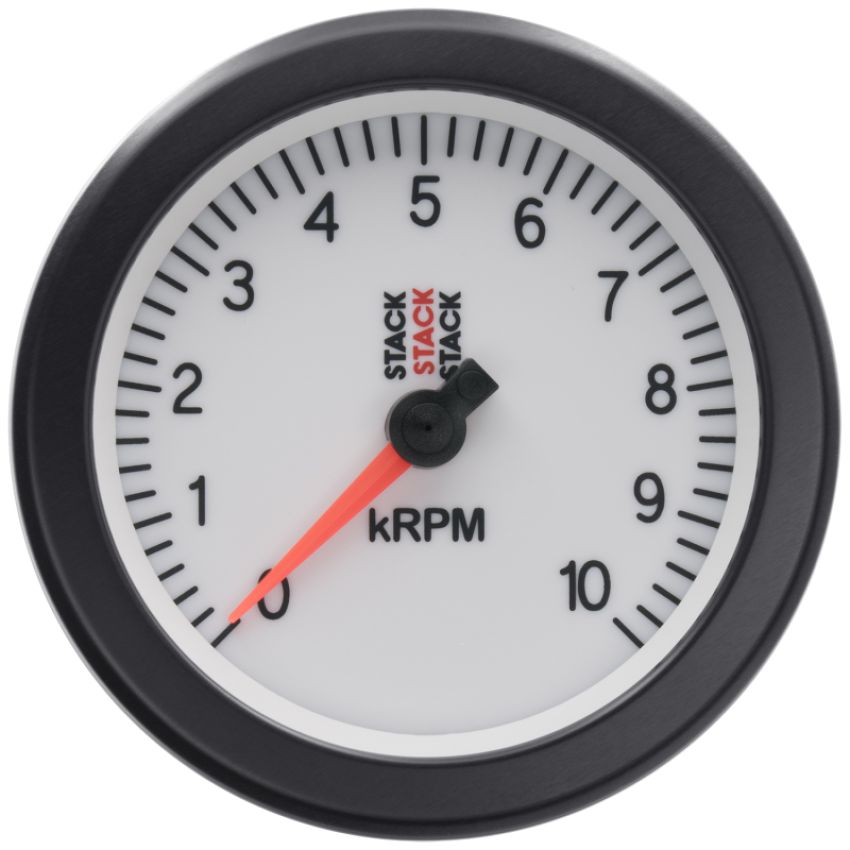 AutoMeter ST100-010W Stack Sport 88mm 0-10K RPM Tachometer - White