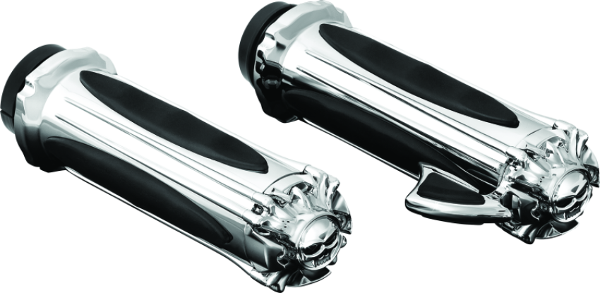 Kuryakyn 6297 Premium Zombie Grips With Throttle Boss Throttle-By-Wire Chrome