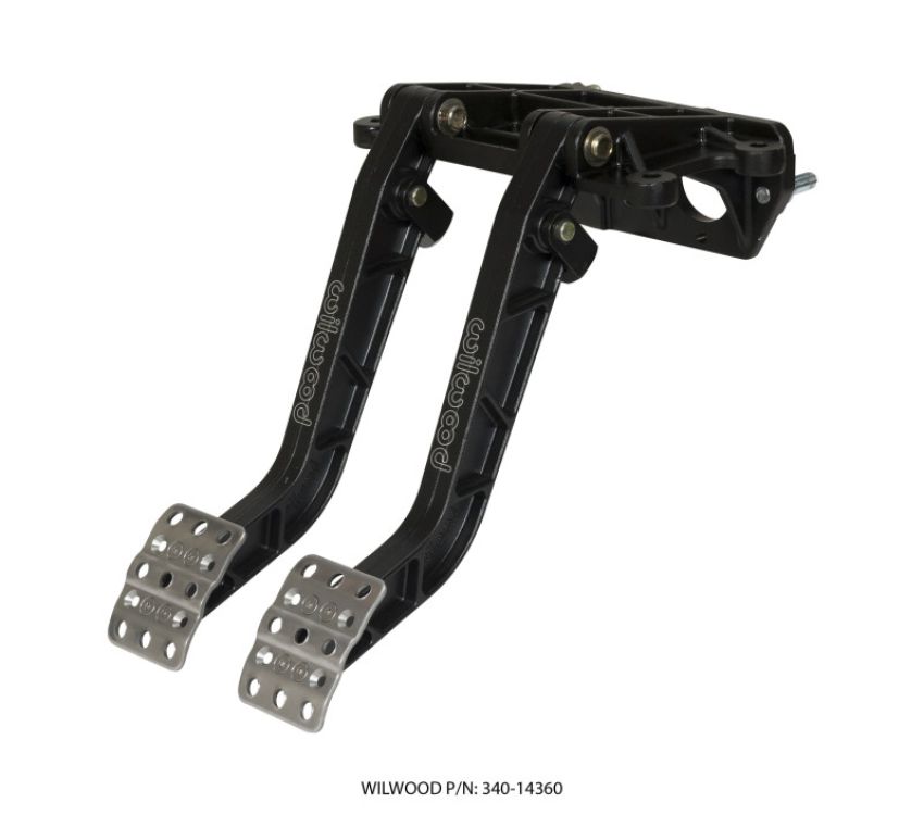 Wilwood 340-14360 Adjustable-Tandem Dual Pedal - Brake / Clutch - Fwd. Swing Mount - 6.25:1 - Black E-Coat