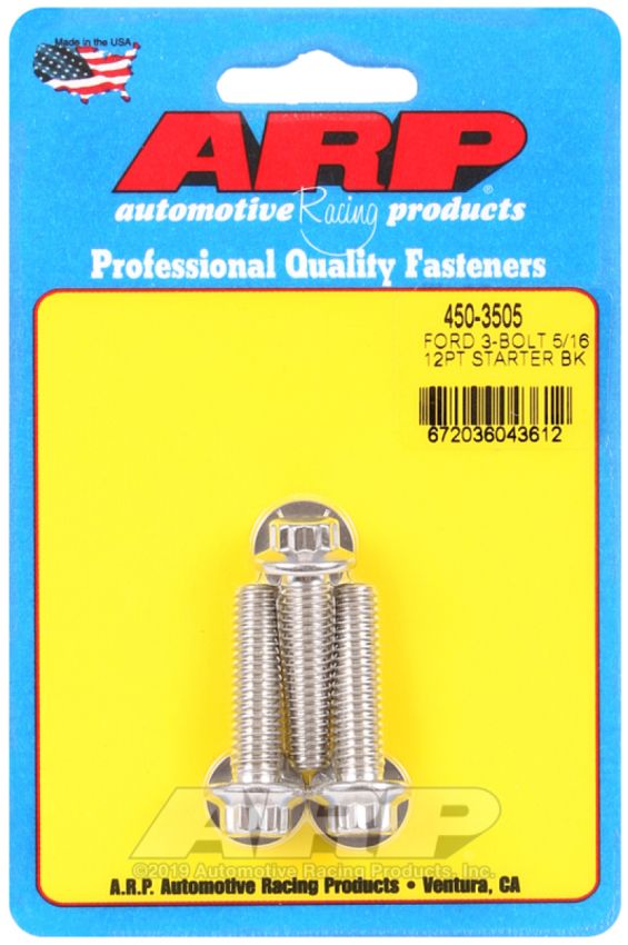 ARP 450-3505 Ford SS 3-Bolt 5/16in 12pt Starter Bolt Kit
