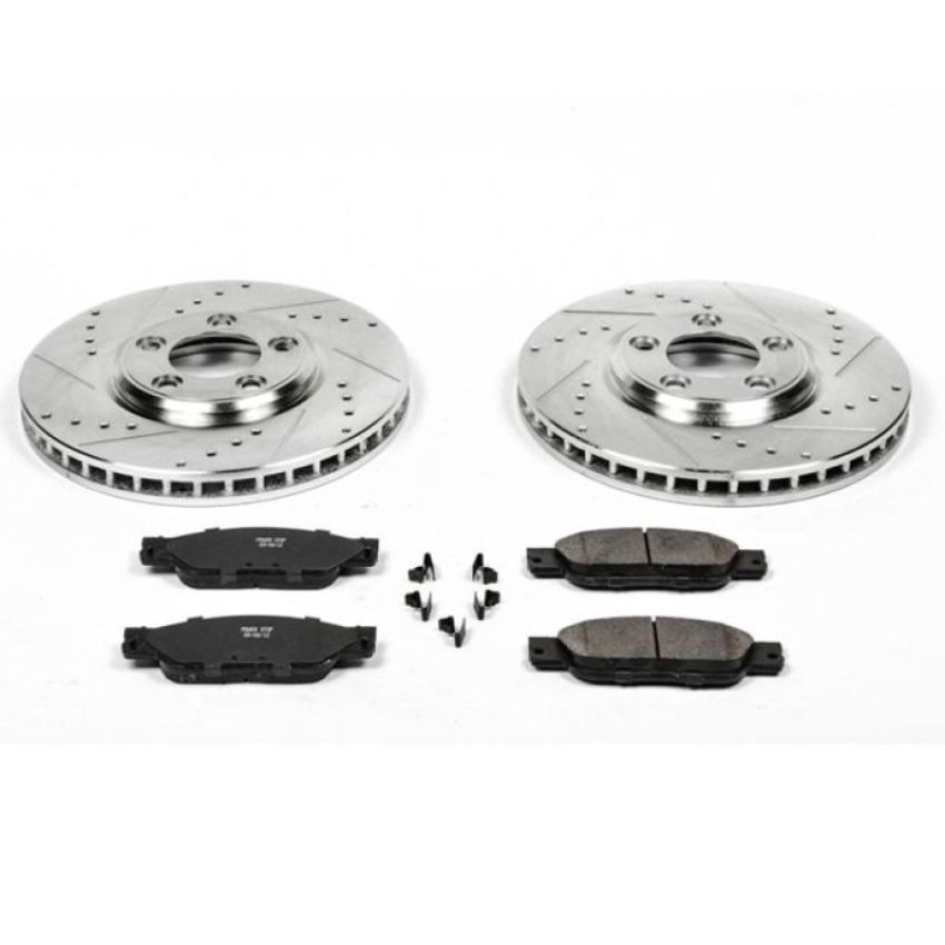 PowerStop K1353 Z23 Daily Driver Carbon-Fiber Ceramic Brake Pad and Drilled & Slotted Rotor Kit