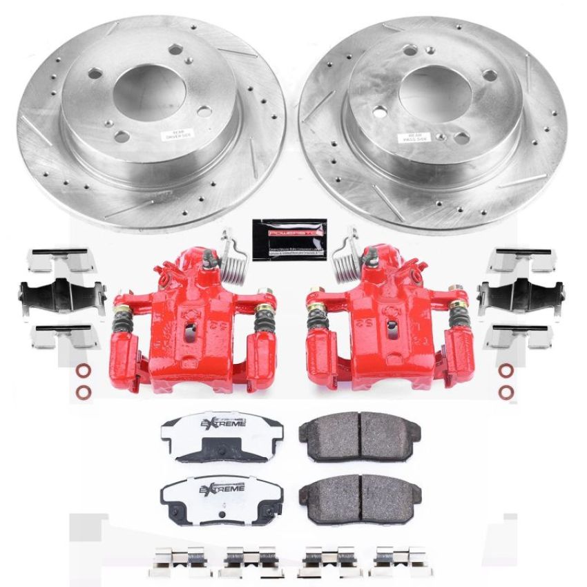 PowerStop KC741-26 Z26 Street Performance Ceramic Brake Pad, Drilled Slotted Rotor, and Caliper Kit