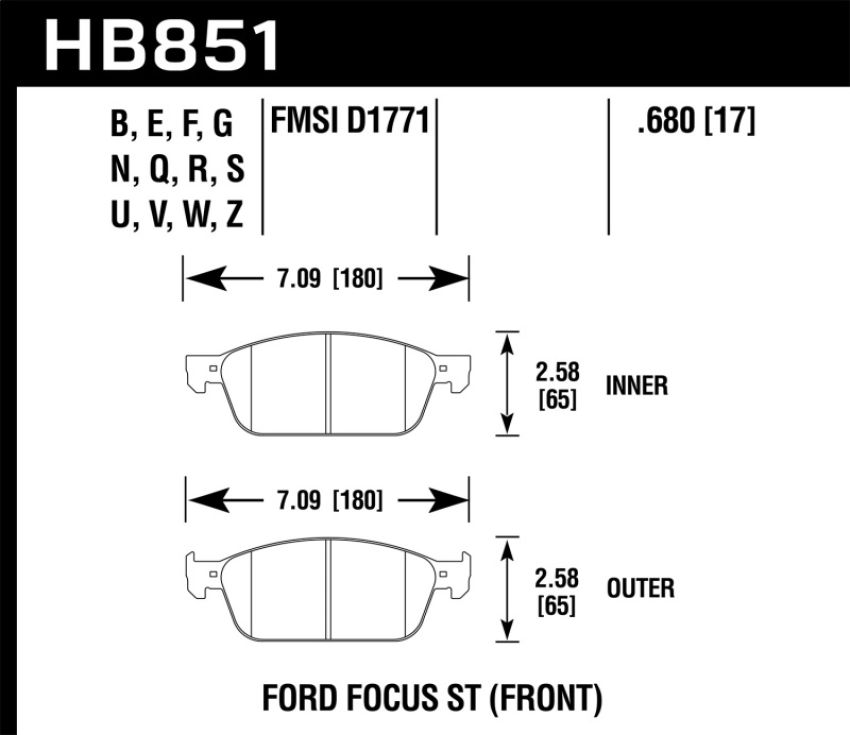 Hawk Performance HB851N.680 HP Plus Disc Brake Pad