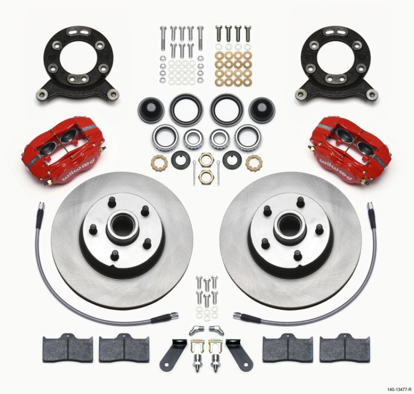 Wilwood 140-13477-R Forged Dynalite-M Front Kit 11.30in 1 PC Rotor&Hub Red 1970-1973 Mustang Disc & Drum Spindle