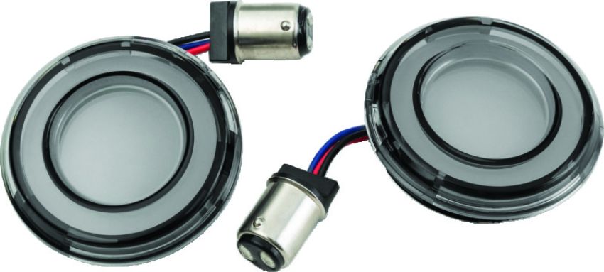 Kuryakyn 2902 Tracer L.E.D. Front Turn Signal Insert, White/Amber Light, Smoke Lens 1157