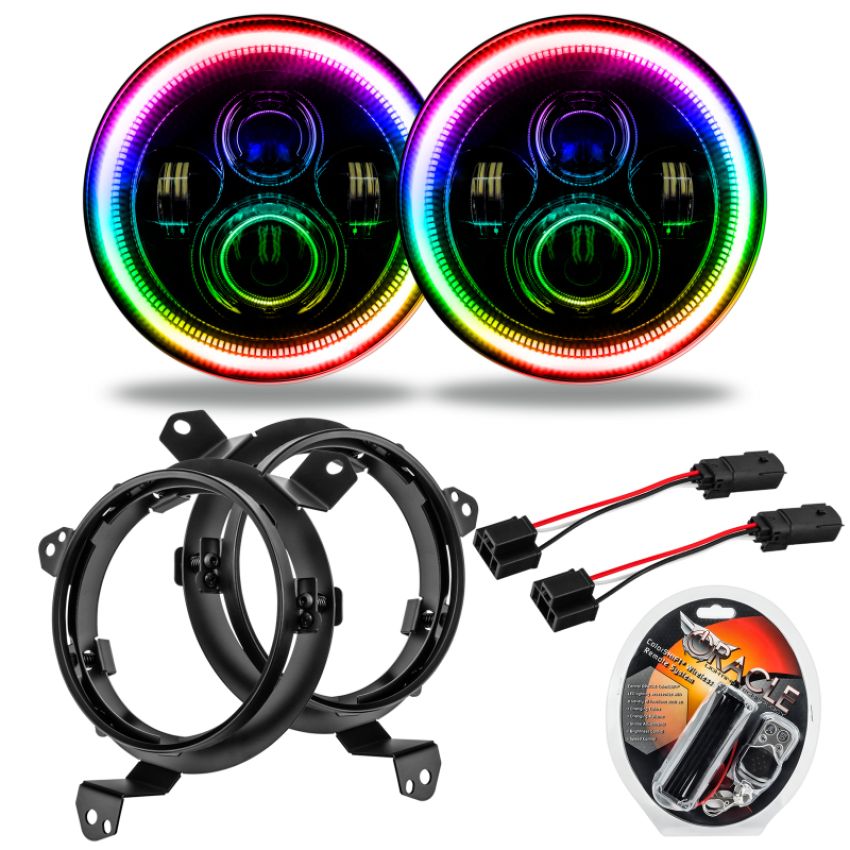 Oracle Lighting 5769J-330 Jeep Wrangler JL/Gladiator JT 7in. High Powered LED Headlights-ColorSHIFT RF