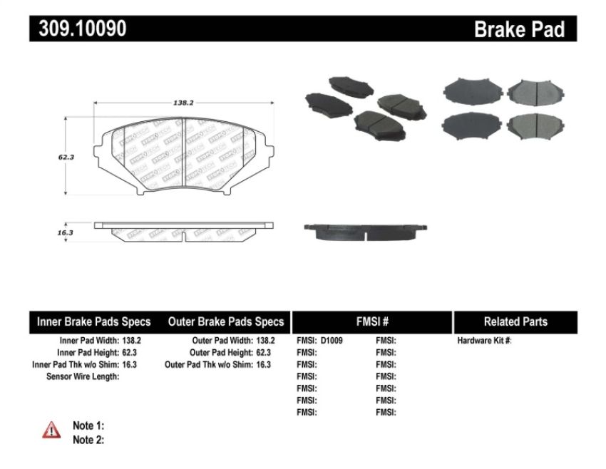 Stoptech 309.10090 Performance 04-07 RX-8 Front Pads