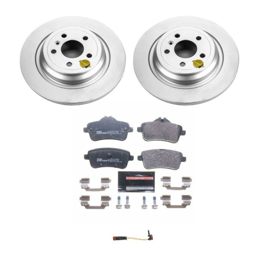 PowerStop ESK7440 Genuine Geomet Coated Rotors, ECE-R90 Brake Pads + Hardware Kit