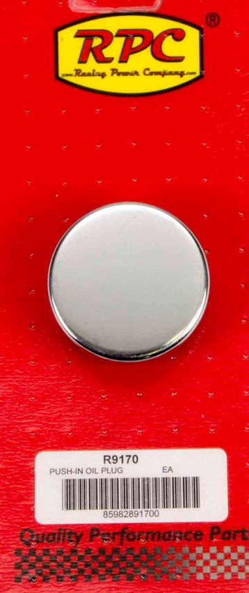 RACING POWER CO-PACKAGED RPCR9170 Push In Oil Cap Plain Fits 1 1/4in Hold