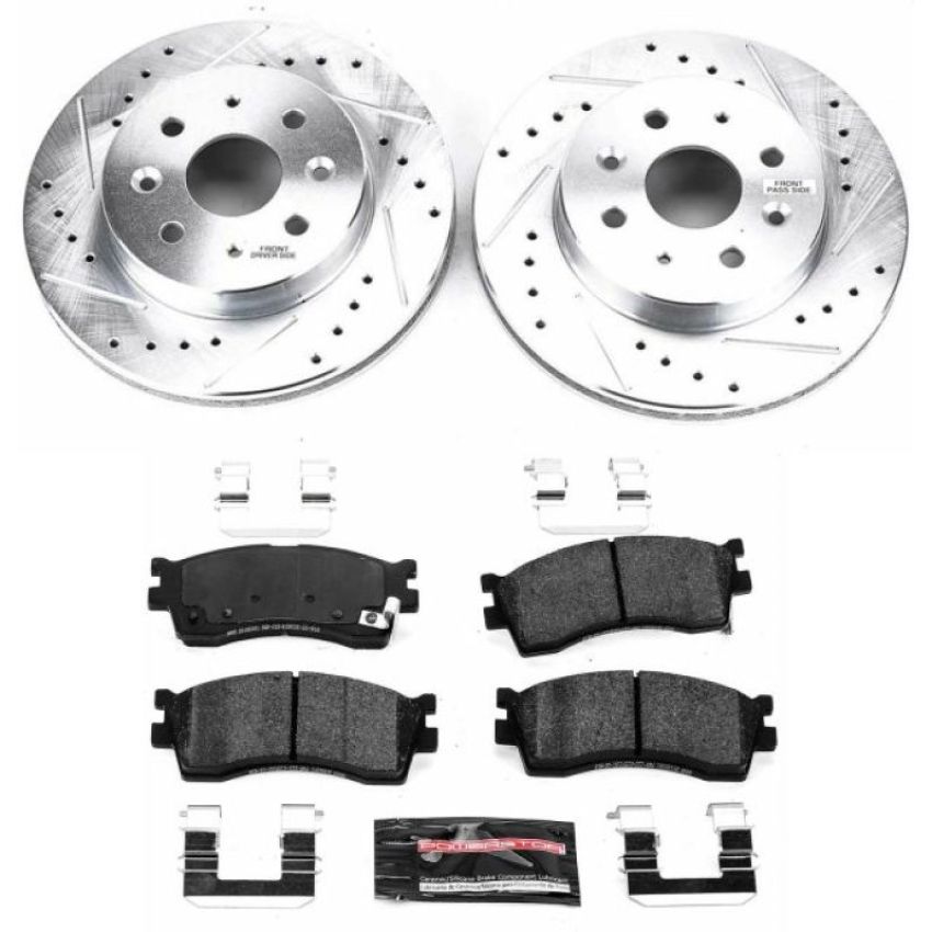 PowerStop K5902 Z23 Daily Driver Carbon-Fiber Ceramic Brake Pad and Drilled & Slotted Rotor Kit