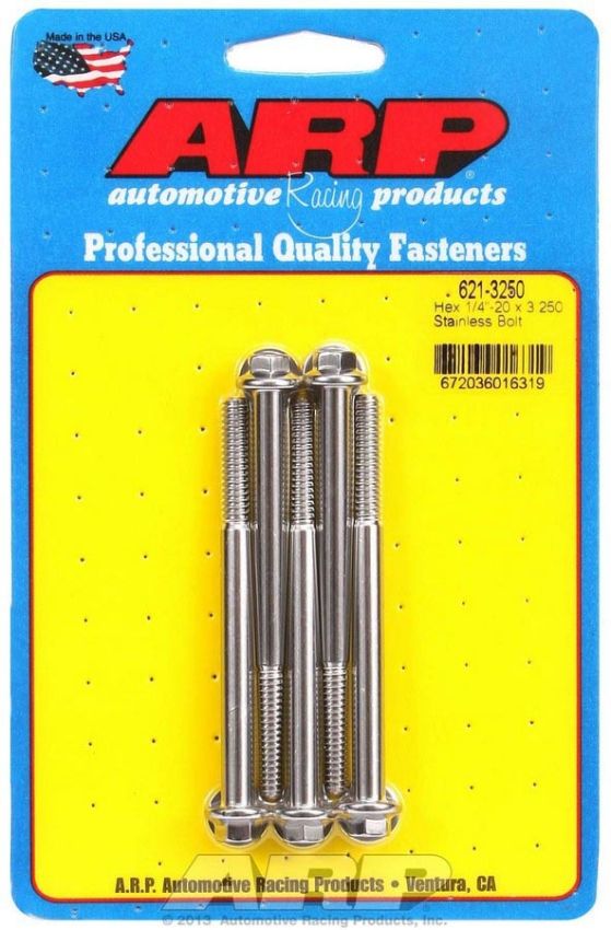 ARP ARP621-3250 S/S Bolt Kit - 6pt. (5) 1/4-20 x 3.250