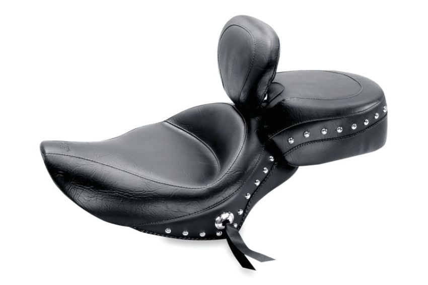 Mustang Motorcycle 79437 Mustang 04-21 Harley Sportster Wide Touring Solo Seat w/Driver Backrest Studs - Black