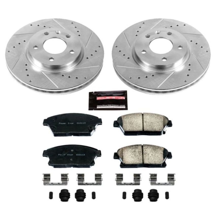 PowerStop K5554 Z23 Daily Driver Carbon-Fiber Ceramic Brake Pad and Drilled & Slotted Rotor Kit