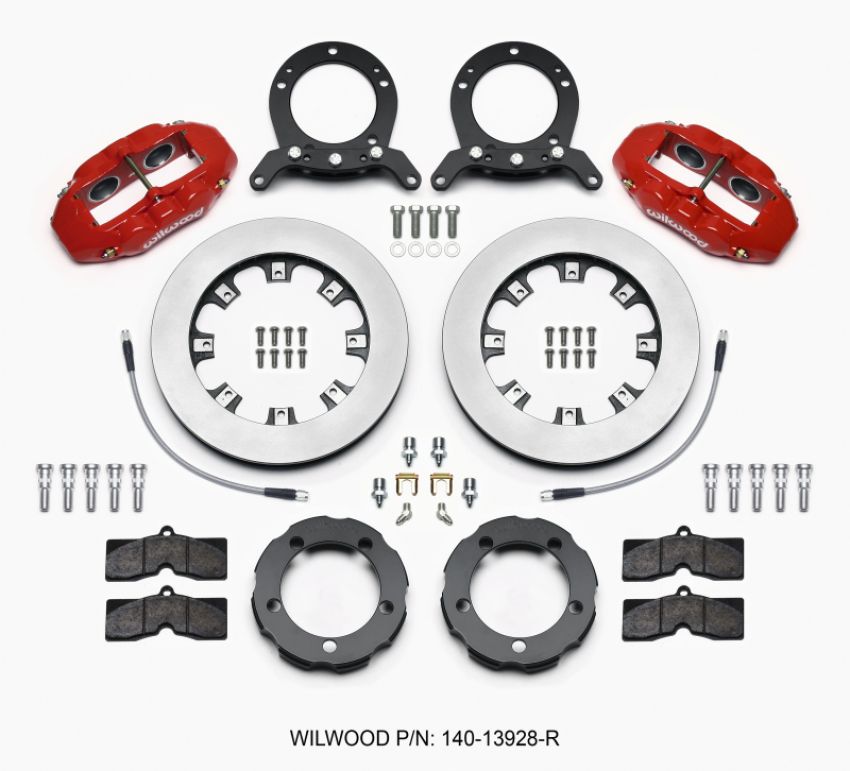 Wilwood 140-13928-R D8 Front Hat Kit 12.19in Rotor Red 76-77 Ford Bronco Dana 44 w/Lines