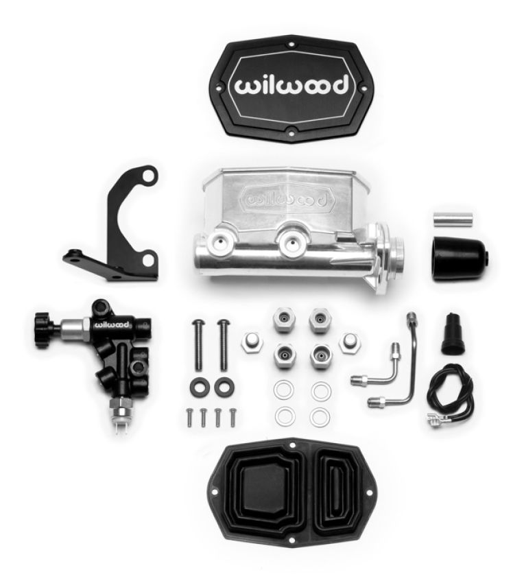 Wilwood 261-14963-P Compact Tandem M/C - 1in Bore - w/Bracket and Valve - Ball Burnished