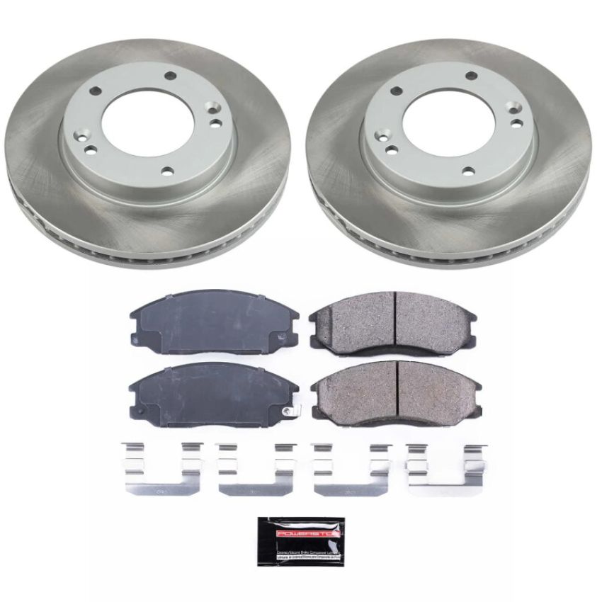 PowerStop SC5908 Semi-Coated Rotor and Low-Dust Ceramic Brake Pad Kit