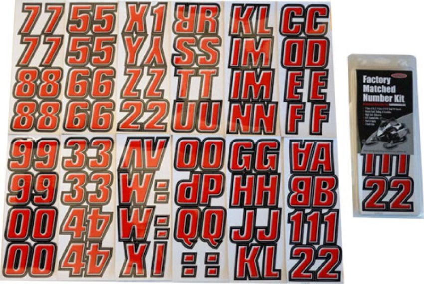 Hardline REBLK500 Snowmobile Lettering Registration Kit 2 in. - 500 Red/Black