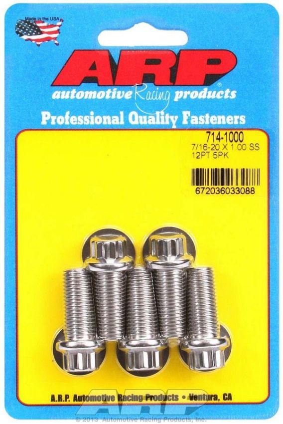ARP ARP714-1000 S/S Bolt Kit - 12pt. (5) 7/16-20 x 1.000