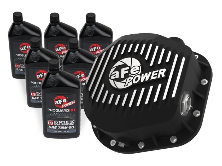 aFe Power 46-70022-WL Pro Series Differential Cover Black w/ Machined Fins & Gear Oil