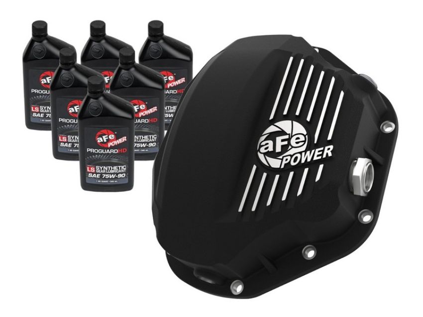 aFe Power 46-70032-WL Pro Series Rear Differential Cover Kit Black w/ Machined Fins & Gear Oil