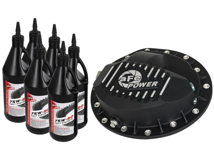aFe Power 46-70042-WL Pro Series Front Differential Cover Kit Black w/ Machined Fins & Gear Oil
