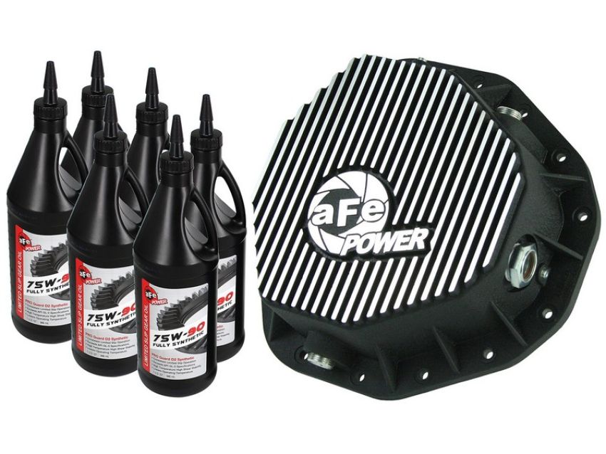 aFe Power 46-70092-WL Pro Series Rear Differential Cover Kit Black w/ Machined Fins & Gear Oil