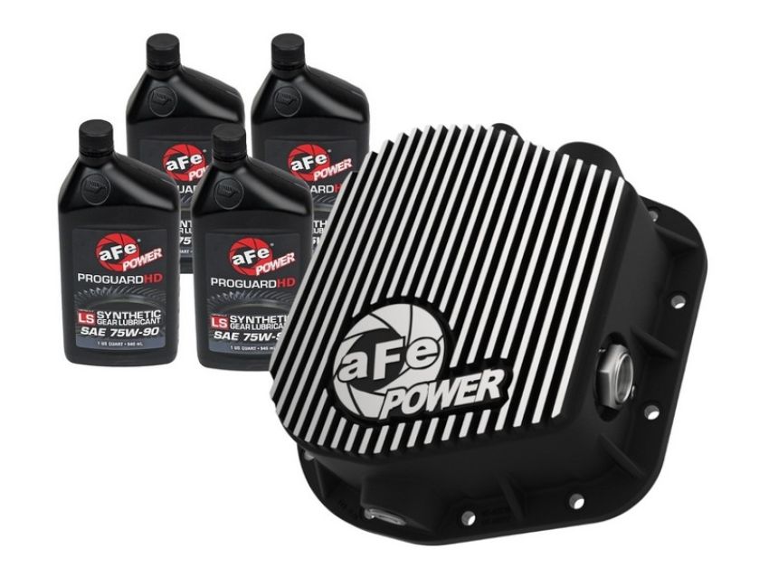 aFe Power 46-70152-WL aFe POWER Pro Series Differential Cover Black w/ Machined Fins & Gear Oil