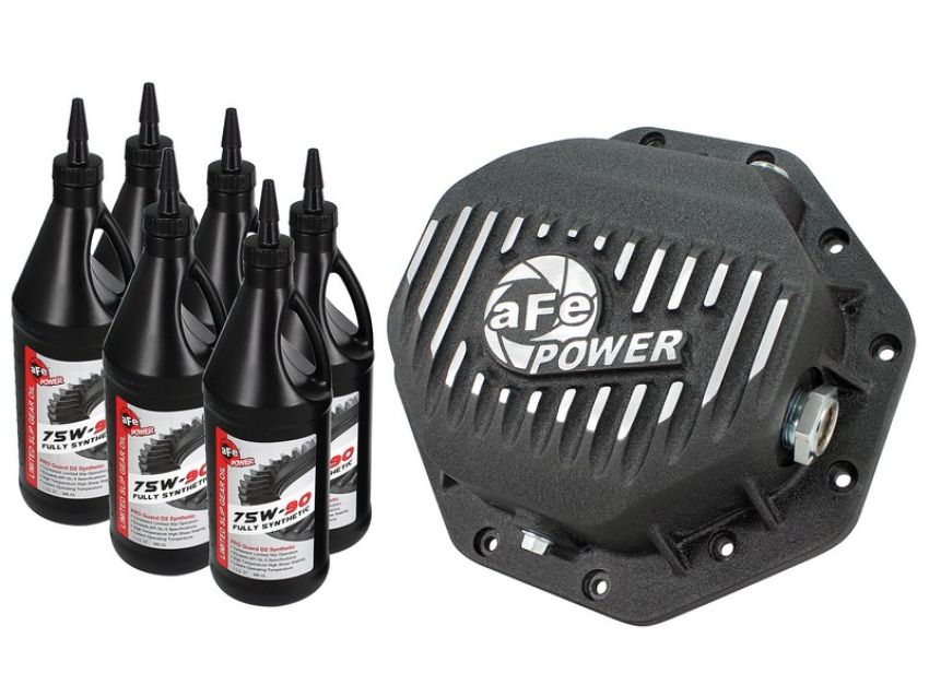 aFe Power 46-70272-WL aFe POWER Pro Series Rear Differential Cover Black w/ Machined Fins & Gear Oil