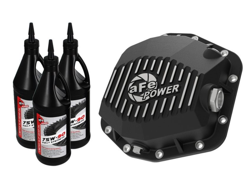 aFe Power 46-71001B Pro Series Rear Differential Cover Black w/ Machined Fins & Gear Oil