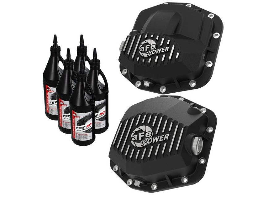aFe Power 46-7100AB Pro Series Differential Cover Black w/ Machined Fins & Gear Oil