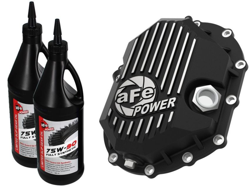 aFe Power 46-71051B Pro Series Front Differential Cover Black w/ Machined Fins & Gear Oil