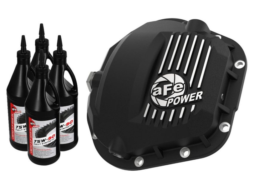 aFe Power 46-71101B Pro Series Front Differential Cover Black w/ Machined Fins & Gear Oil