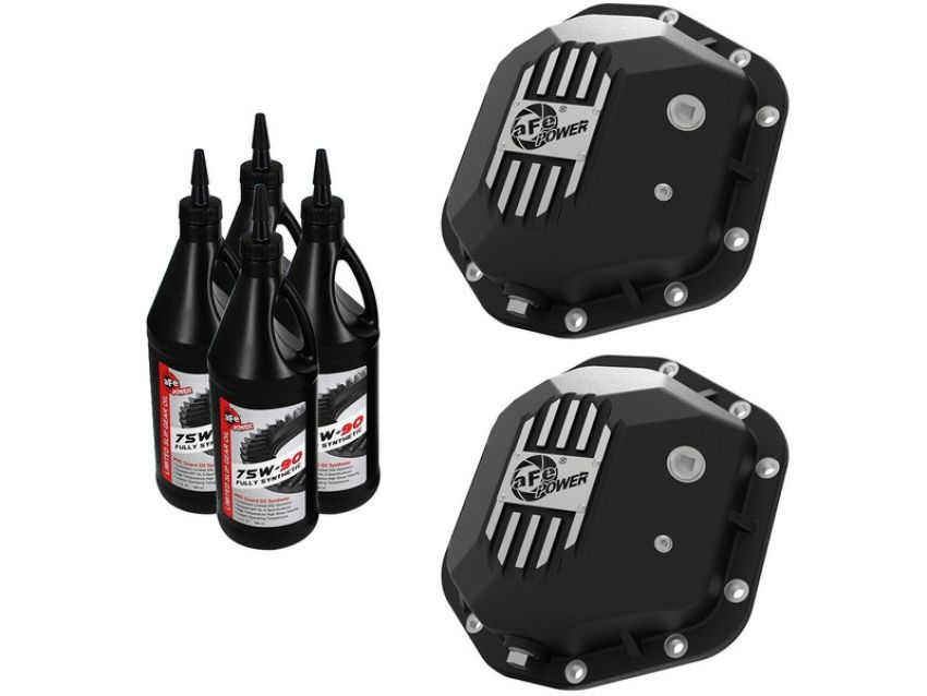 aFe Power 46-7111BB Pro Series Front and Rear Differential Covers Black w/ Machined Fins
