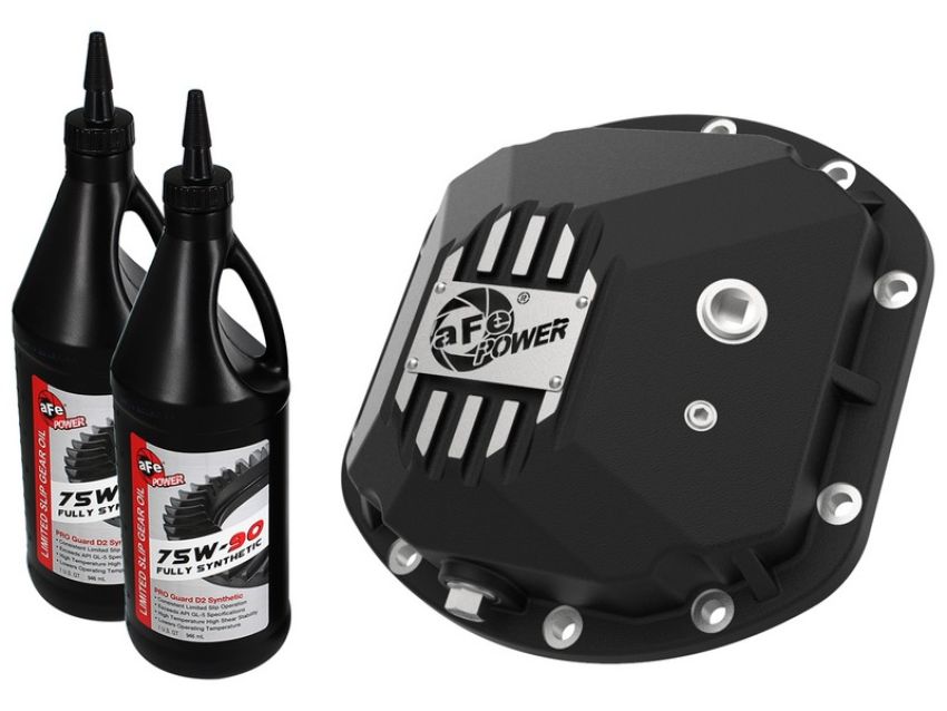 aFe Power 46-71131B Pro Series Front Differential Cover Black w/ Machined Fins & Gear Oil