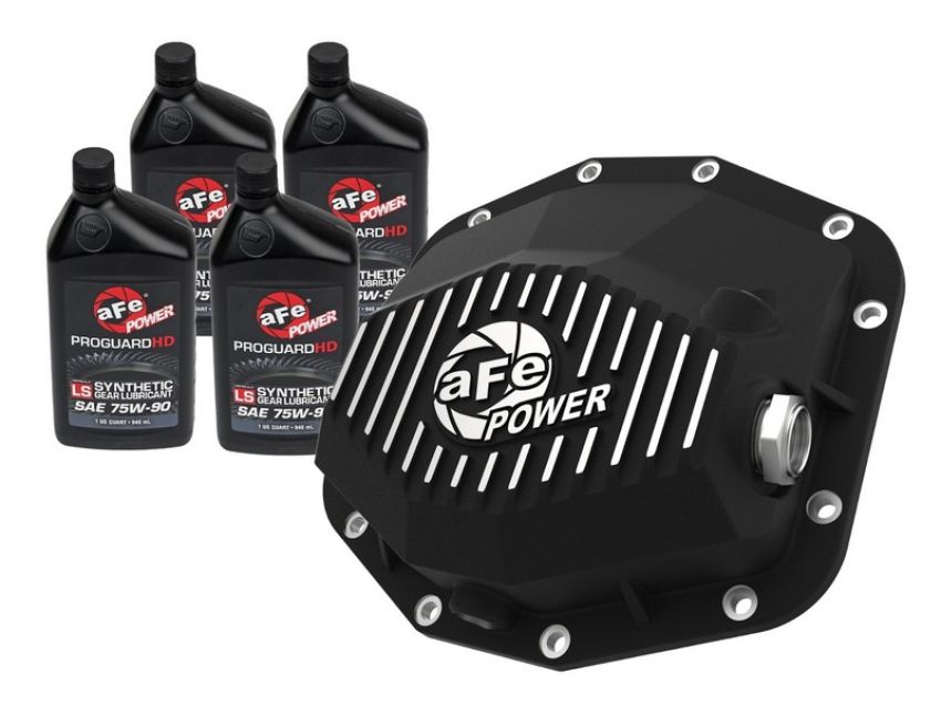 aFe Power 46-71281B Pro Series Rear Differential Cover Black w/ Machined Fins & Gear Oil