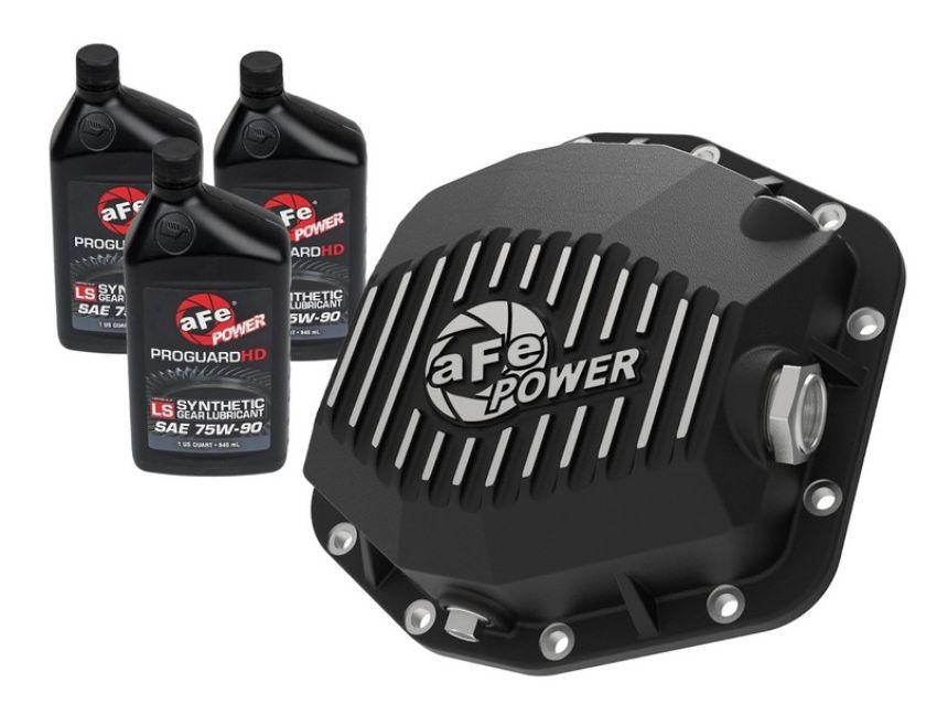 aFe Power 46-71291B Pro Series Rear Differential Cover Black w/ Machined Fins & Gear Oil