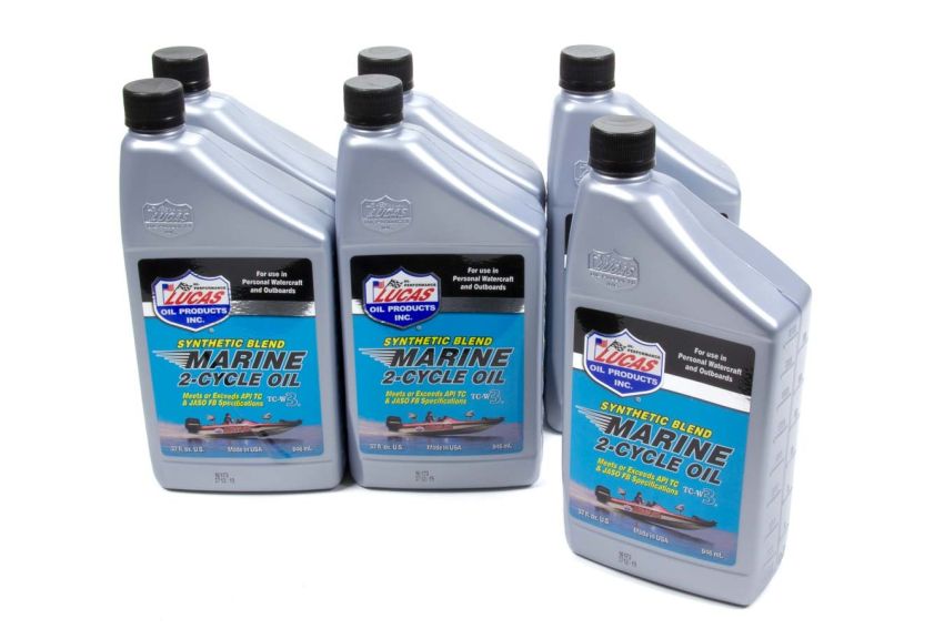 LUCAS OIL LUC10860-6 Marine Oil 2 Cycle Case 6 x 1 Qt. Synthetic Blen