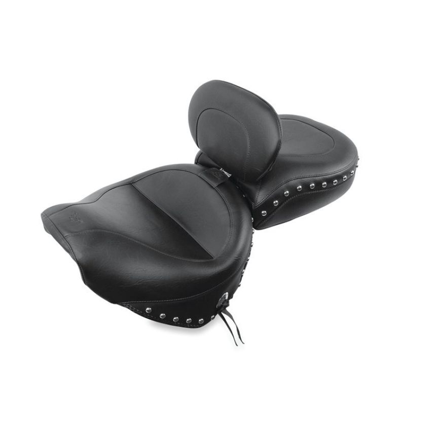 Mustang Motorcycle 79190 Mustang 99-15 Yamaha Road Star 1600,1700 Wide Touring 2PC Seat w/Driver Backrest Studs - Black