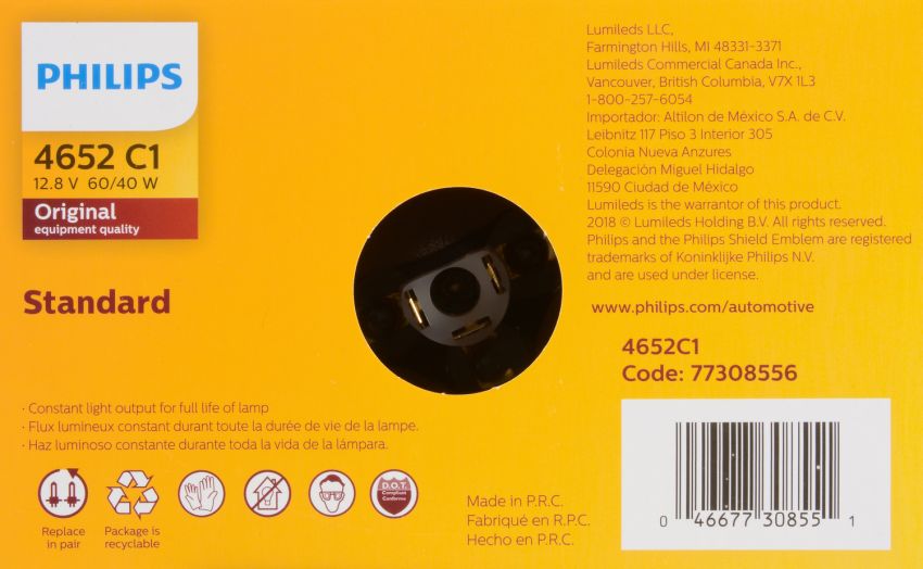 Philips 4652C1 Philips Standard Sealed Beam 4652