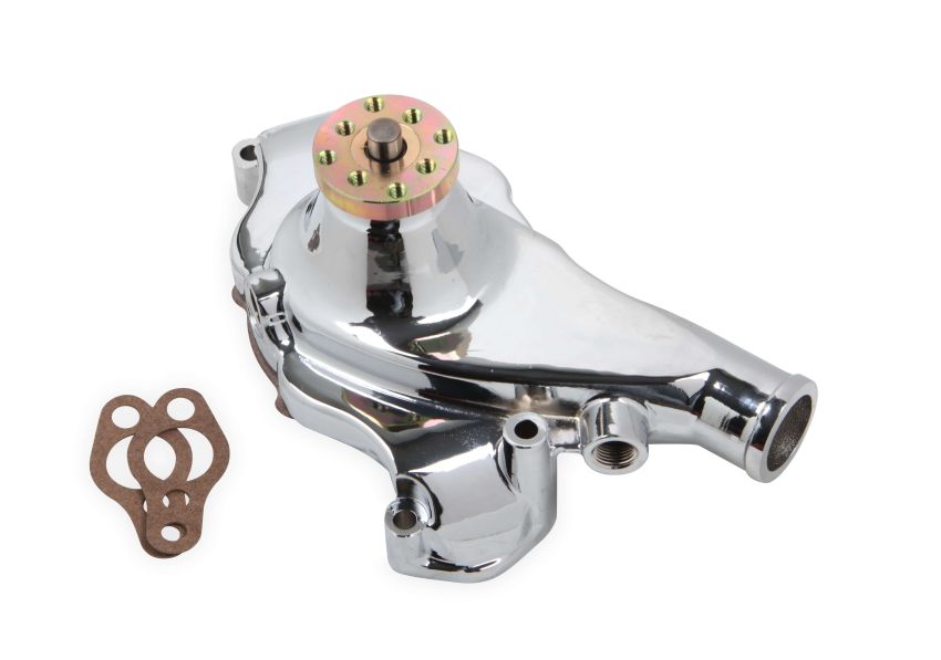 MR. GASKET MRG7014G SBC Short Water Pump Alm. w/Chrome Finish