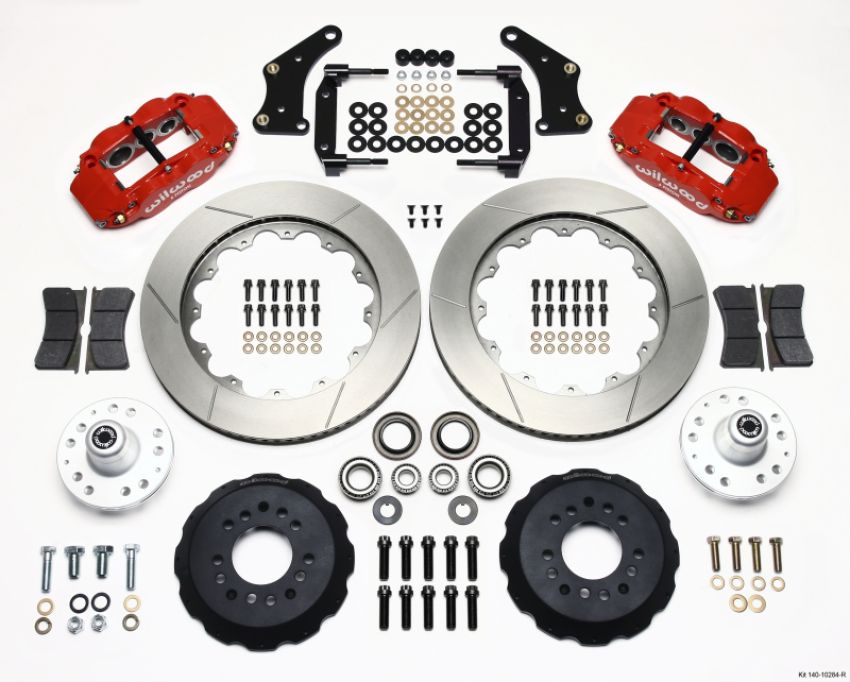 Wilwood 140-10284-R Narrow Superlite 6R Front Hub Kit 14.00in Red Large GM 57-70 Drop Spindle