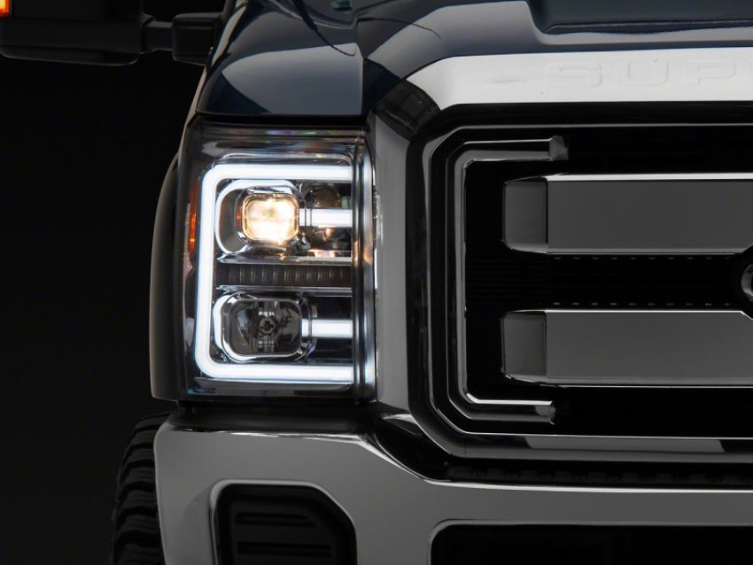 Raxiom SD3621 11-16 Ford F-250 Super Duty LED Projector Headlights - Chrome Housing (Clear Lens)