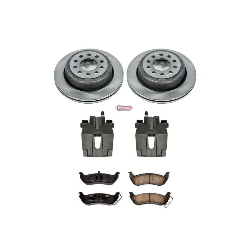 PowerStop KCOE5293 OE Stock Replacement Low-Dust Ceramic Brake Pad, Rotor and Caliper Kit