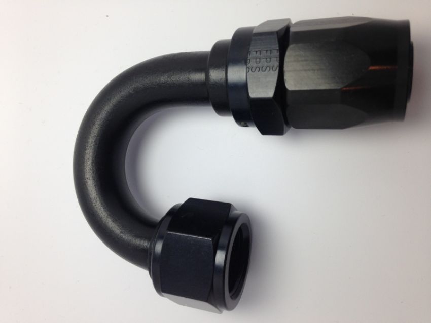Fragola -10AN Nut x -12AN Hose Reducing Hose End 180 Degree - Black